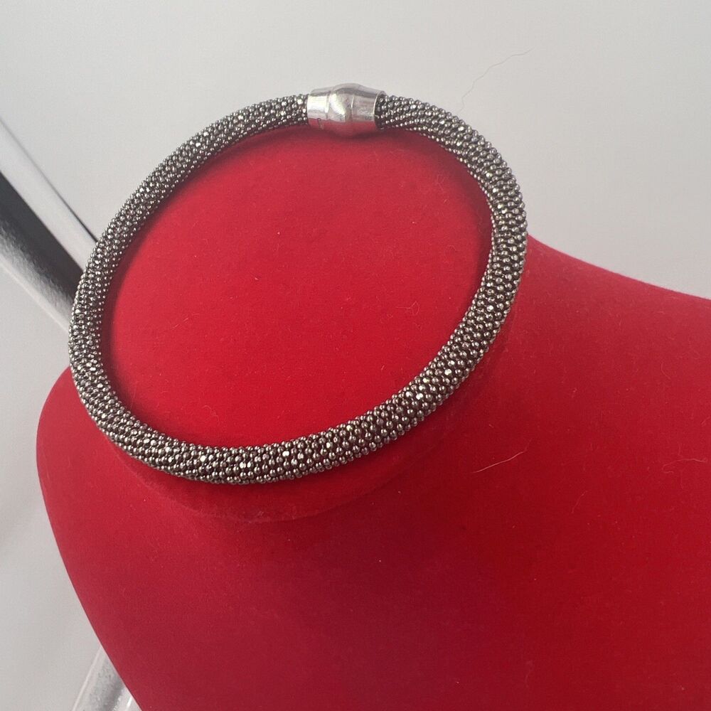925 SILVER DIAMOND CUT BRACELET MAGNETIC 7.5" FLEXIBLE Star888AR Maker Mark